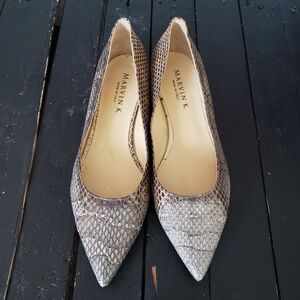 Marvin K. Pointed Toe Flats Repile Scale Women's 8 Made in Italy Shoes Slip On